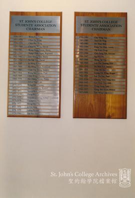 Students' Association Chairperson Plaque in Common Room, 1997